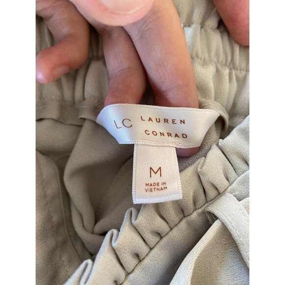 Lauren Conrad Womens tan Pants Medium wide leg belt polyester elastic waist - Picture 5 of 8